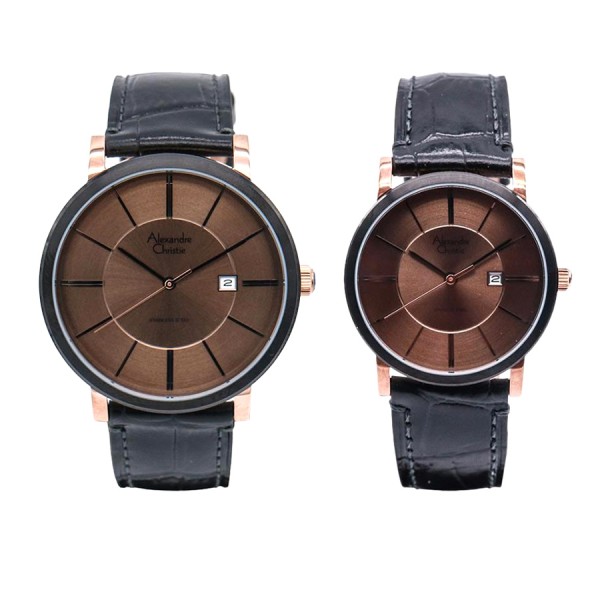 Alexandre Christie AC 8344 Rosegold Brown Couple